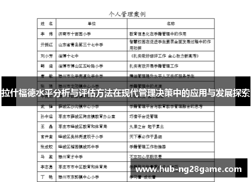 拉什福德水平分析与评估方法在现代管理决策中的应用与发展探索